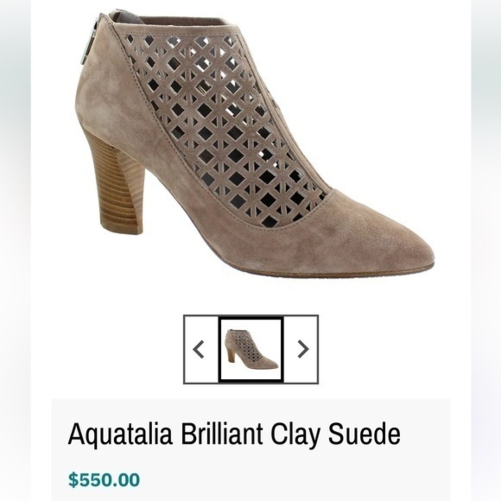 Aquatalia brilliant clay lacer cut suede leather stacked heel boots